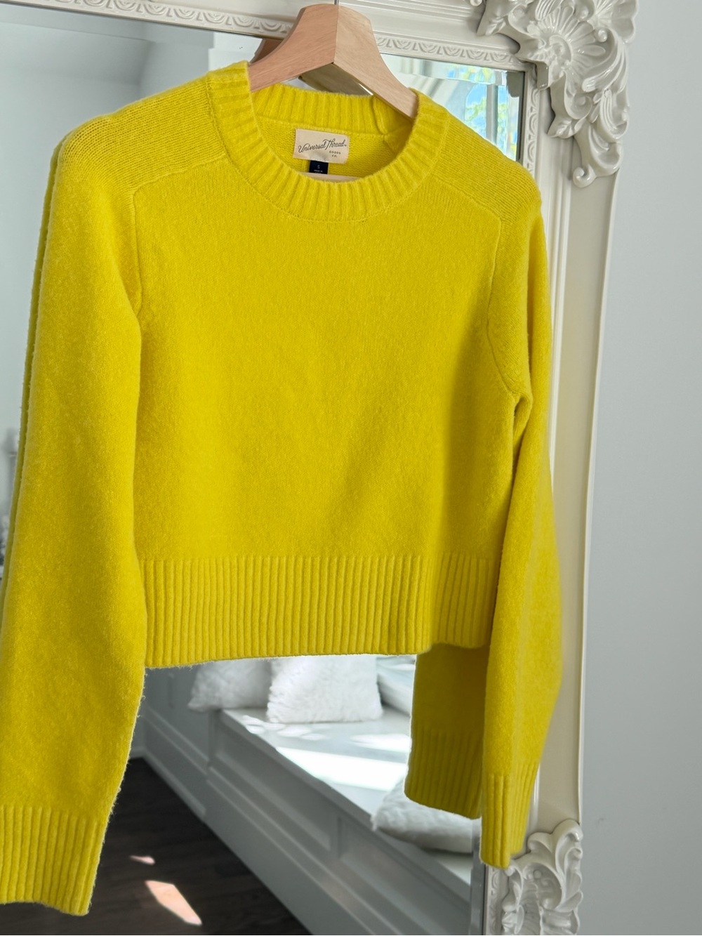Sunny Yellow Cropped Crewneck Sweater